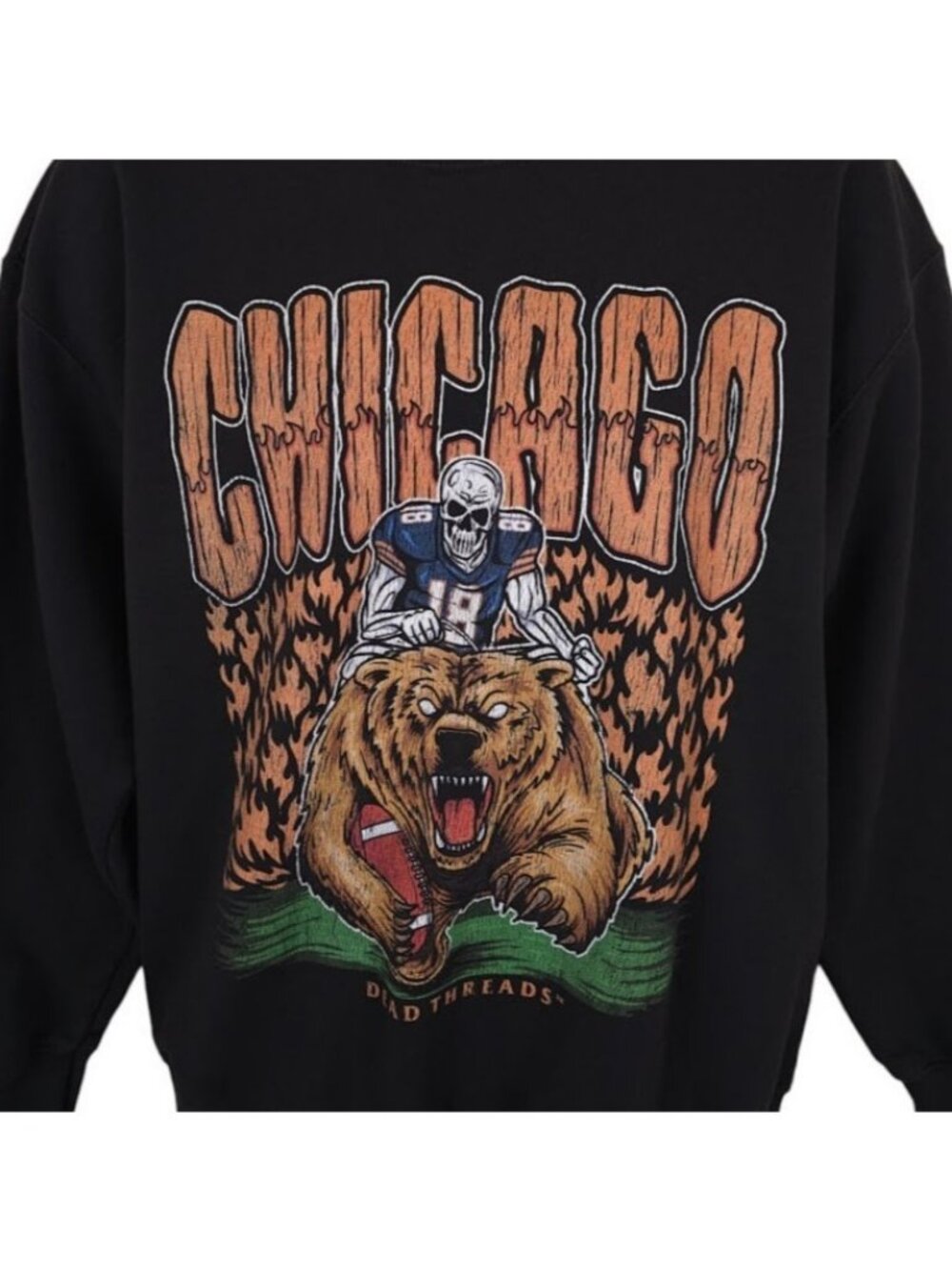 Chicago Bears Sweatshirt Mens Size Large Black NFL Football Dead Threads